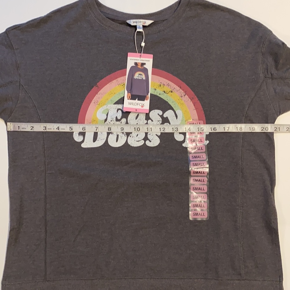 Wildfox Small Easy Does It Graphic Charcoal Statement Sweatshirt New (T) - Picture 12 of 16